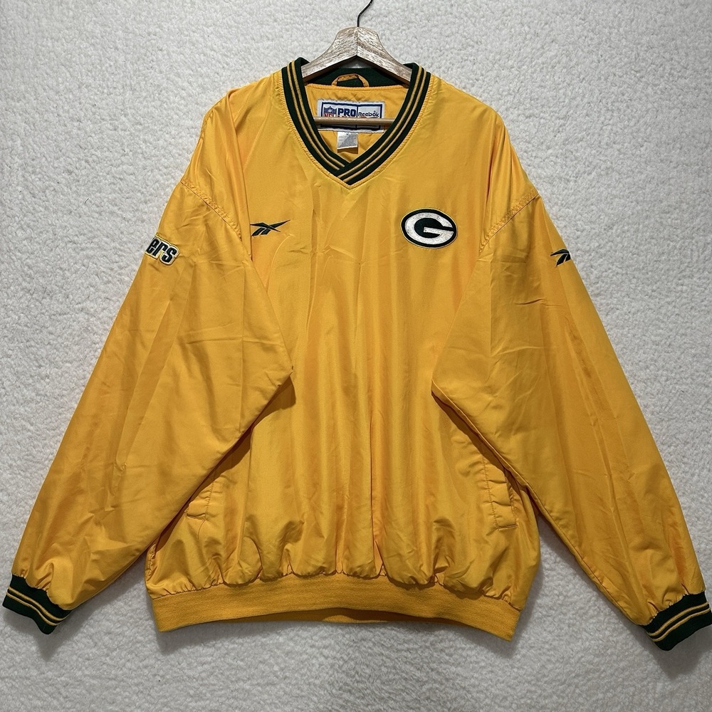Vintage Reebok Pro Line Green Bay Packers‎ Windbreaker Pullover Jacket Size XL